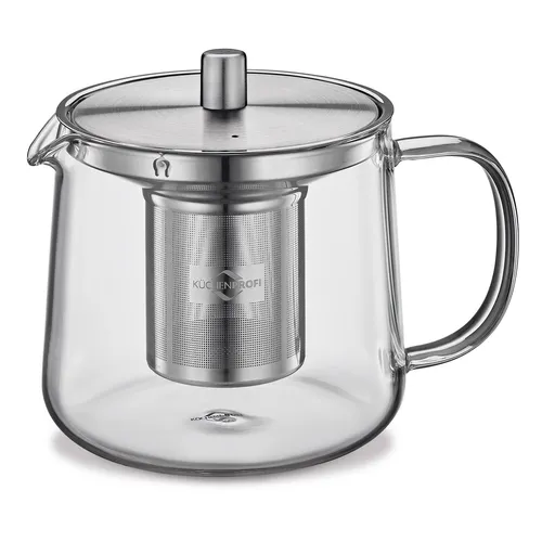 Küchenprofi Teekanne Assam 600ml - Elegante Teekanne aus temperaturbeständigem Borosilikatglas mit einem praktischen Edelstahlfilter. Ideal für 3 Tassen Tee, perfekt für den täglichen Genuss.