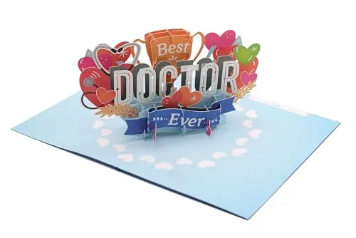 3D Pop Up Karte "Best Doctor Ever" Handmade Dankeskarte für Krankenhaus Geschenk Arzt Danksagung Arzt Danke Arzt