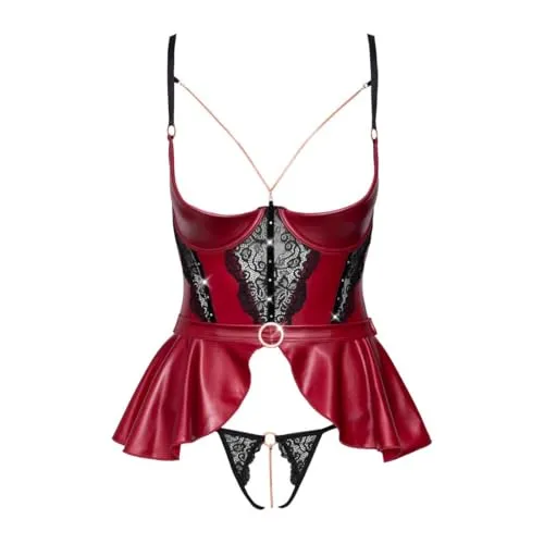 Abierta Fina Erotische Dessous-Set 22141723331 - Rot 85C/XL - Erotische Dessous-Sets mit glattem Premium-Satin und Spitzendetails, leicht wattiertem Bügel-BH und einladendem Design für höchsten Tragekomfort.