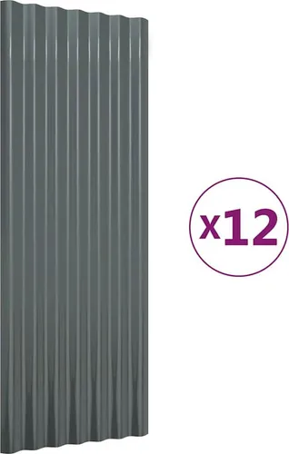 vidaXL Dachpaneele 12 STK - Pulverbeschichteter Stahl Anthrazit 100x36cm, langlebig und einfach zu installieren für vielseitige Dachlösungen
