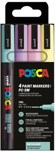 POSCA Pigmentmarker PC3M softe Farben 4er Etui