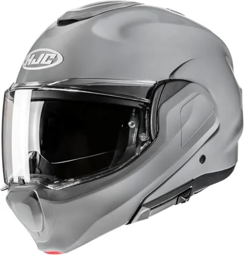 HJC F100 Solid Klapphelm, grau, 2XL für Männer - Leichter Klapphelm mit stoßfester Fiberglasverbundschale und optimalem Belüftungssystem für ein angenehmes Fahrgefühl. 99% UV-Schutz und Anti-Kratz-Beschichtung für klare Sicht.
