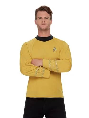 Smiffys Star Trek Command Uniform Gold - Original Star Trek Kostüm in Gold für Halloween und Karneval, ideal für Fans der Serie. Hohe Qualität und sichere Verarbeitung für unvergessliche Auftritte.