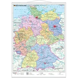 Deutschland politisch. Wandkarte mit Metallleiste