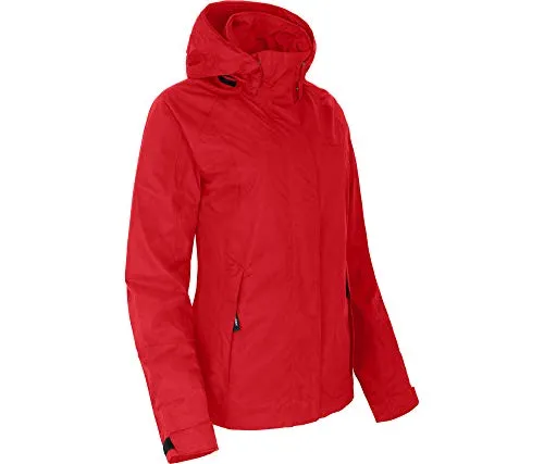 Bergson ROCKRIDER Damen Regenjacke – Wasserdicht & Atmungsaktiv, Salsa [108], Größe 44 - Hochwertige Damen Regenjacke mit 12000 mm Wassersäule und atmungsaktiver Supra-Tex Membran. Ideal für Outdoor-Aktivitäten, bietet sie Wind- und Wetterschutz sowie praktischen Stauraum.
