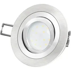 RF-2 Einbaustrahler flach rund für 230V gebürstet Einbauleuchte dimmbar ohne Dimmer mit fourSTEP LED Modul 4W neutralweiß - Silber