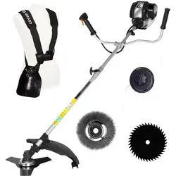 BRAST 4in1 Benzin Freischneider 3801 - Rasentrimmer & Motorsensen mit leistungsstarkem 4-Takt-Motor für weniger Verbrauch und Vibration. Inklusive Doppelfadenkopf, 3-Zahn-Messer und Fugenbürste für vielseitige Anwendungen im Garten.