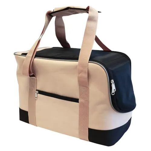 Nobby Tasche ENES beige 45 x 21 x 30 cm - Strapazierfähige Mikrofaser-Tasche für Tiere bis 8 kg, abwaschbar und praktisch mit 2 Utensilienfächern und herausnehmbarem Boden für einfachen Transport.