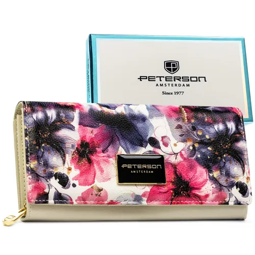 Peterson Damen Geldbörse Leder+PU PTN PX20-PF1-4818 Rose - Weiß/Rosa - Elegante Peterson Geldbörse aus hochwertigem Naturleder mit RFID-Schutz. Ideal für die stilvolle Aufbewahrung von Geld, Karten und Dokumenten. Perfekt als Geschenk!
