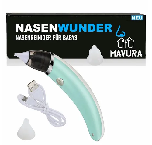 MAVURA Nasensauger NASENWUNDER - Elektrischer Nasensekretsauger für Babys, sanft und effektiv zur Linderung von Nasenverstopfung.