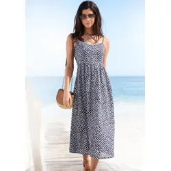 LASCANA Sommerkleid aus Leinenmix - Modisches Midikleid aus Leinenmix mit Zierknopfleiste, ideal für Strand und Freizeit. Figurumspielender Schnitt und verstellbare Spaghettiträger sorgen für perfekten Tragekomfort.