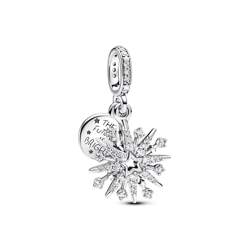 Pandora Moments Funkelndes Feuerwerk Doppelter Charm-Anhänger - Bead Charms für Damen, aus Sterling Silber mit funkelnden Zirkonia, ideal für die Pandora ME und Moments Kollektion, bringt strahlenden Glamour in deine Schmucksammlung.