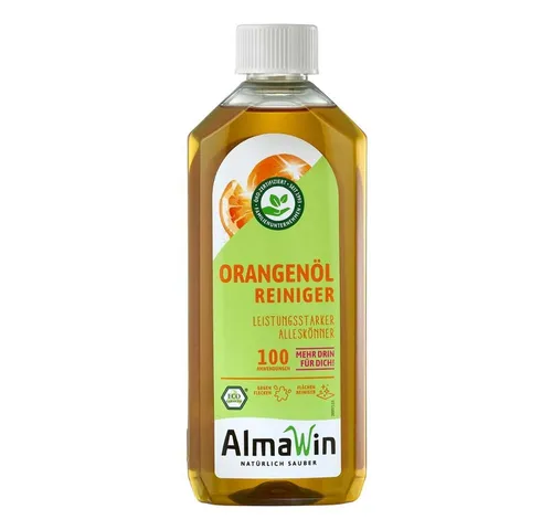 Almawin Orangenöl Reiniger 500ml – Allzweckreiniger mit intensivem Orangenduft - Vielseitiger Allzweckreiniger für wasserfeste Oberflächen und Textilien. Entfernt hartnäckige Flecken wie Klebereste und Wachs. Mit natürlichen Wirkstoffen und frischem Orangenduft – ideal für die gründliche Reinigung im Haushalt!