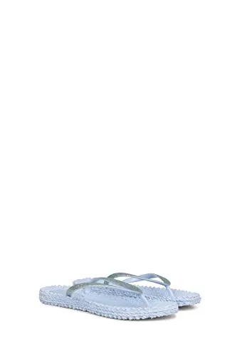 Ilse Jacobsen HORNBÆK | Cheerful01 | Damen Flip Flops mit Glitter | Dänische Design | Sommer Strand Zehentrenner | Bluebell | 40 EU