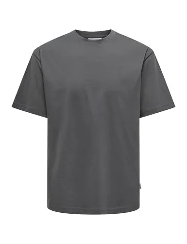 Only & Sons Herren Rundhals T-Shirt ONSFRED - Relaxed Fit S-XXL Schwarz Weiss, Größe:L, Farbe:Grey Pinstripe 22022532