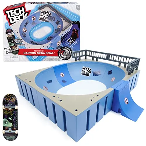 Tech Deck Mega Bowl - Finger-Skateboard-Rampe mit Thank You Fingerboard, Signature-Set von Daewon Song, kompatibel mit X-Connect Rampensets