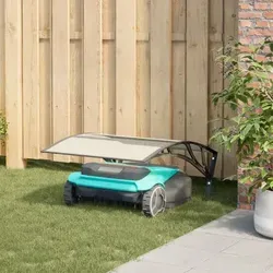 vidaXL Mähroboter Garage - Schutzhaube für Rasenroboter mit PC-Platten und Metallständern, wetterfest und langlebig für optimalen Schutz