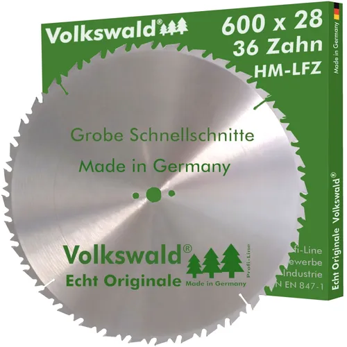 Volkswald Kreissägeblatt Volkswald ® HM-Sägeblatt LFZ 600 x 28 mm Z= 36 Kreissägeblatt Hartholz, Echt Originale Volkswald® Made in Germany