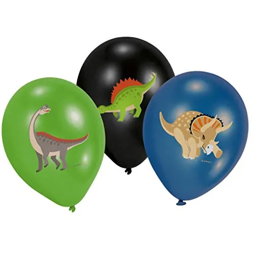 Amscan 9903988 - Latexballons Happy Dinosaurier, 6 Stück, Luftballons