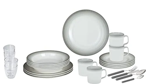 Brunner 0830154N.C5S Set Teller, Gläser, Besteck und Tassen aus Melamin, 36 Stück, All Inclusive Astralys