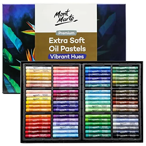 Mont Marte Extra weiche Ölpastellkreide 72 Stück - Pastelle für kreative Projekte, ultraweiche Textur für müheloses Verblenden und saubere Farbmischungen, ideal für Papier, Karton und Leinwand.