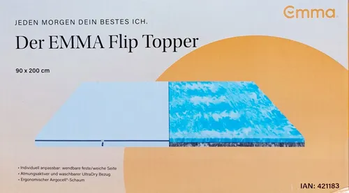 Emma Matratzentopper Flip - 90x6 cm, hochwertiger Kaltschaum mit Öko-Tex Standard 100, jetzt 5% Willkommens-Gutschein sichern