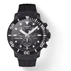 Tissot Seastar 1000 Chronograph 45,5 mm - Sportliche Armbanduhr in Schwarz - Die Tissot Seastar 1000 Chronograph vereint sportliches Design und hohe Funktionalität. Mit robustem Edelstahlgehäuse, wasserdicht bis 300 m und präziser Chronographenfunktion ist sie ideal für aktive Nutzer.