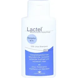 Lactel Nr.4 Shampoo gegen trockene, juckende Kopfhaut 200 ML - Arzneimittel zur täglichen Pflege bei trockener, juckender Kopfhaut. Mit 10% Urea und hautberuhigendem Polidocanol für optimale Feuchtigkeit und Linderung von Juckreiz.
