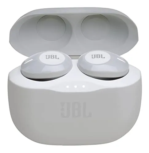 JBL Tune 120 TWS In-Ear Bluetooth-Kopfhörer - Weiß – Kabellose Ohrhörer mit integriertem Mikrofon – Musik Streaming bis zu 4 Stunden mit nur einer Akku-Ladung – Inkl. Ladecase