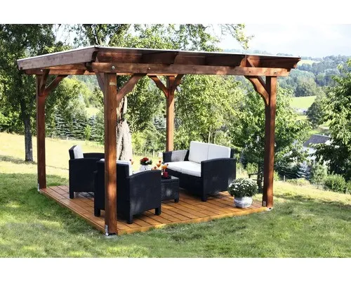 Pavillon SKAN HOLZ Marseille 327 x 350 cm - Pavillon aus hochwertigem Holz mit stabilen Aufschraubstützen, ideal für Gartenpartys und entspannte Stunden im Freien.