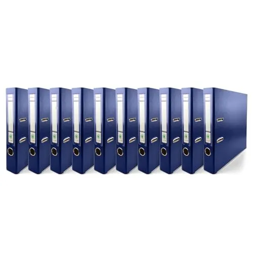 Netuno 10x Ring-Buch Dunkelblau DIN A4 Ekobox 2-Ring-Mechanik 5cm Ringmappe a4 schmaler Aktenordner a4 schmal Aktenordner dünn Kunststoffordner einfarbig Ordner Dokumente Ringbuch Ordner Schulordner