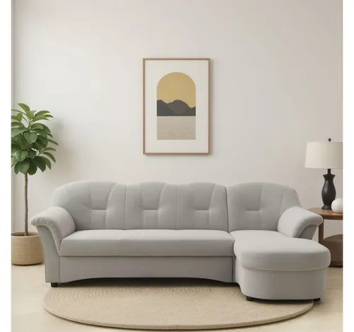DOMO collection Ecksofa Flores Schlafsofa - Ecksofa in L-Form mit hochwertiger Wellenunterfederung, wahlweise mit Bettfunktion, ideal für modernes Wohnen und bietet Platz für die ganze Familie.