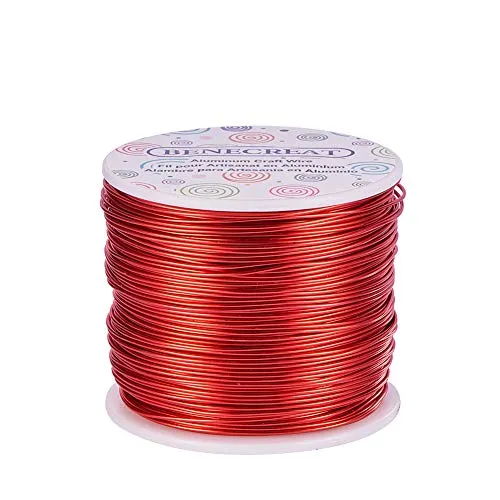 BENECREAT 1mm Aluminiumdraht 150m Lang(492 Füße) Eloxiert Schmuck Handwerk machen Friesen Floral farbigen Aluminium Craft Draht - FireBrick