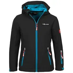 Trollkids Softshelljacke "Oslofjord" in Schwarz/Türkis, Größe 98 für Kinder - Die Trollkids Softshelljacke "Oslofjord" bietet optimalen Schutz für kleine Entdecker. Wasserabweisend, winddicht und mit reflektierenden Details ausgestattet, eignet sie sich perfekt für Outdoor-Abenteuer.