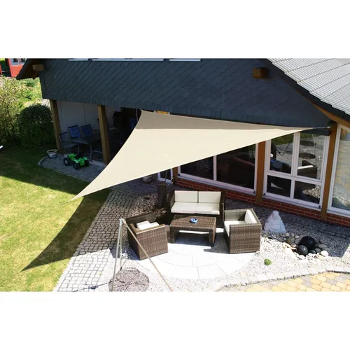 EDUPLAY 160056 Sonnenschutz Sonnensegel, 5x5x5m, Creme - Dreieckiges Sonnensegel aus wasserabweisendem HDPE, ideal für Garten oder Terrasse, schützt vor UV-Strahlen und sorgt für angenehme Schattenplätze.