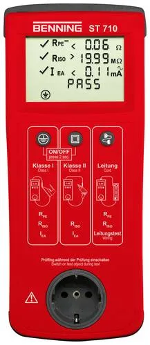 Benning Gerätetester ST 710 - VDE 0701/0702, schnelle Prüfung in 10 Sekunden, ideal für mobile Anwendungen und Sicherheit elektrischer Anlagen