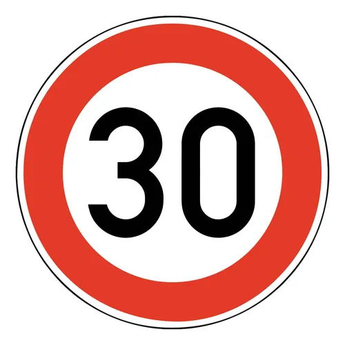 Adco Verkehrszeichen 274-30 Ronde 600 mm - 30 km/h - Warn- & Hinweisschilder, langlebige Folie mit RAL-Gütezeichen für hohe Sichtbarkeit und Sicherheit im Straßenverkehr.