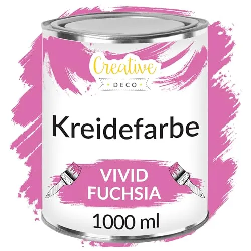 Creative Deco Fuchsia Kreidefarbe für Möbel 1000ml - Möbelfarbe für kreative Renovierungen, wasserbasierte Formel, leicht zu verarbeiten und ideal für Landhaus- und Vintage-Stil. Perfekt für ca. 10 m² Dekoration!