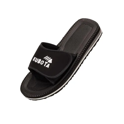 Kubota Badelatschen mit Klettverschluss - Badeschuhe für Damen - Badeschlappen für Strand – Baden Latschen - Schuhe fur Dusch und Sauna
