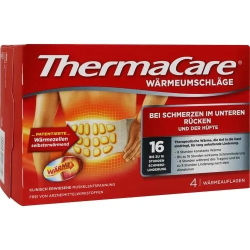ThermaCare Wärmepflaster für den unteren Rücken - 4 Stück, effektive Schmerzlinderung bis zu 16 Stunden, hautverträglich und flexibel einstellbar