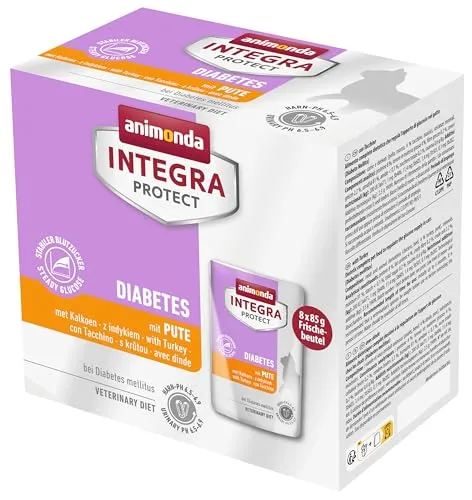 animonda INTEGRA PROTECT Katzenfutter nass Diabetes mit Pute (8 x 85g), vom Tierarzt empfohlen bei Diabetes Mellitus, mit Veterinären entwickeltes Diätalleinfutter für erwachsene Katzen