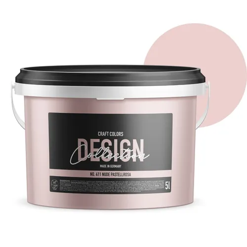 Craft Colors®️ Nute Pastellrosa Wandfarbe 5 L - Hochwertige edelmatt Wandfarbe für den Innenbereich, ideal für verschiedene Oberflächen und einfach in der Anwendung mit Rolle oder Spray.