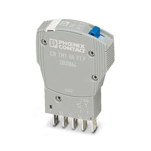 Phoenix Contact CB TM1 8A F1 P Schutzschalter - Thermomagnetischer 1-poliger Geräteschutzschalter mit flinker Auslösekennlinie, ideal für sicheren Einsatz in elektrischen Anwendungen.