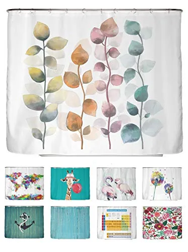 arteneur® Bunte Blätter Duschvorhang 240x200 - Duschvorhang mit Anti-Schimmel-Beschichtung, aus 100% recyceltem Polyester, blickdicht und waschbar, inkl. Duschvorhang-Ringe für ein modernes Bad-Design.