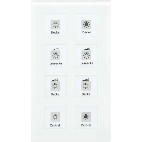 MDT RF-GTT8W.01 KNX RF+ Funk Glastaster 8-fach - Sonstige Elektroinstallationsartikel mit 8 Sensorflächen, LED-Statusanzeige und Temperaturmessung. Ideal für flexible Steuerung von Licht und Jalousien im modernen Smart Home.