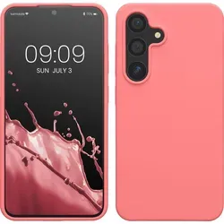 kwmobile Hülle kompatibel mit Samsung Galaxy S24 Hülle - Silikon Handy Case - Handyhülle für Samsung S24 weiche Oberfläche - kabelloses Laden ... - Koralle