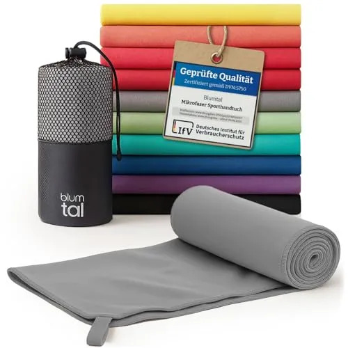 Blumtal Mikrofaser Handtuch leicht & extra saugstark - schnelltrocknende Microfaser Handtücher - optimal als Fitness Handtuch/Strandtuch Mikrofaser/Gym Towel - Reisehandtuch kompakt - Grau