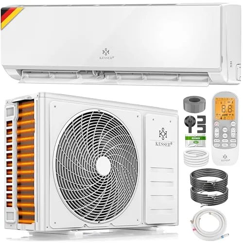 KESSER® Klimaanlage Set Split - WiFi-fähig und energieeffizient - Haushaltsgroßgeräte: Genießen Sie angenehme Temperaturen mit A++ Kühl- und A+ Heizleistung. Steuern Sie die Klimaanlage bequem per App und profitieren Sie von geräuscharmem Betrieb und innovativer Technik.