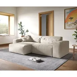 DELIFE Ecksofa Sirpio XL 270x170 cm - Variabel in Beige Cord - Ecksofa in Beige Cord mit extra tiefer Sitzfläche für ultimativen Komfort. Die variable Recamiere passt sich perfekt an Ihre Raumbedürfnisse an und sorgt für eine einladende Atmosphäre.