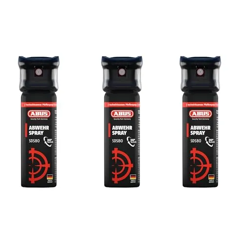 ABUS Abwehrspray SDS80 – Pfefferspray zur Tierabwehr - Pfefferspray & KO-Spray mit 5 Meter Reichweite und 360°-Sprüh-Technologie für effektive Selbstverteidigung gegen Tierangriffe. Ideal für den deutschen Markt.